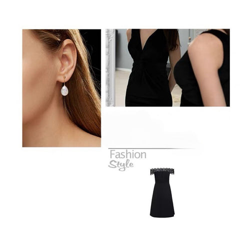Baroque Pearl Line TearDrop Earrings - 18K Gold Vermeil